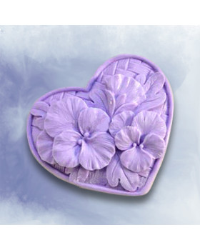 Силіконова форма Люкс Серце з фіалками 2D