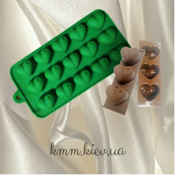 Силиконовая форма Сердце 2D (3 формы, планшет 15 шт). - мини-планшет (3шт)