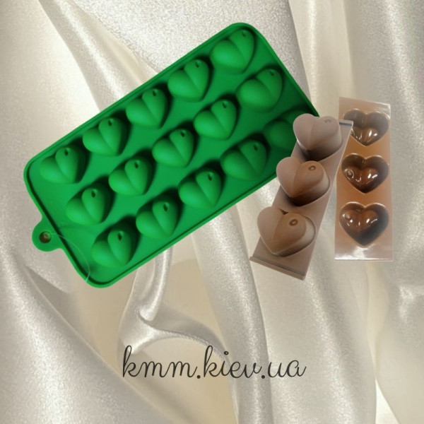 Силіконова форма Серце 2D (3 форми, планшет 15 шт.). - міні-планшет (3шт)