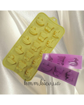 Силиконовая форма Утка, Мишка, Зайка. (3 шт, планшет 15шт) - мини-планшет (3шт) Силиконовая форма Утка, Мишка, Зайка. (3 шт, планшет 15шт) - мини-планшет (3шт)