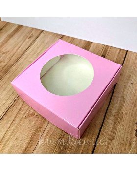 Коробка з круглим вікном 100х100х35мм колір в асортименті - Пудровий-foto2
