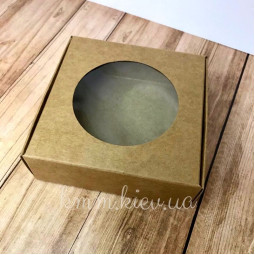 Коробка c круглым окном 100х100х35мм цвет в ассортименте - Пудровый-foto3