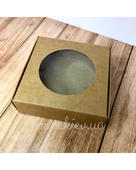 Коробка з круглим вікном 100х100х35мм колір в асортименті - Пудровий-foto3