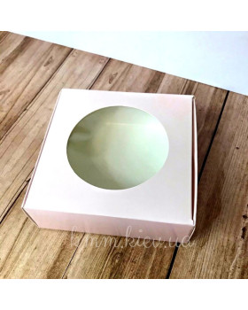 Коробка з круглим вікном 100х100х35мм колір в асортименті - Пудровий-foto4