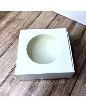 Коробка з круглим вікном 100х100х35мм колір в асортименті - Пудровий-foto5