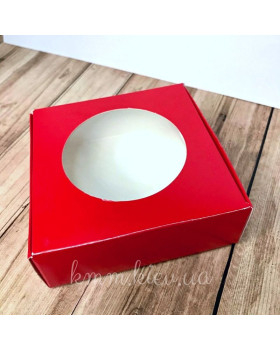 Коробка з круглим вікном 100х100х35мм колір в асортименті - Пудровий-foto7