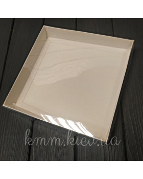 Коробка з прозорою кришкою - 15см/15см/3,5см -Біла-foto2