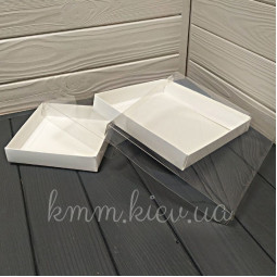 Коробка с прозрачной крышкой - 15см/15см/3,5см - Белая