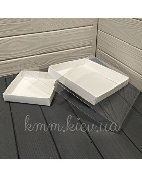 Коробка з прозорою кришкою - 15см/15см/3,5см -Біла
