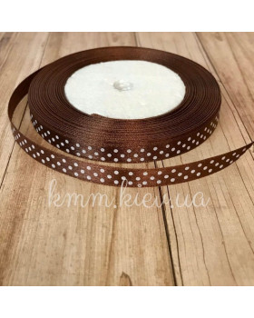 Атласна стрічка пакувальна в горошок в асортименті ширина 1см (1 метр) - Білий-foto2