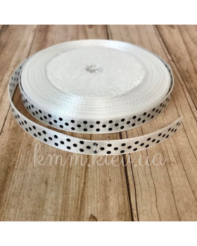Атласна стрічка пакувальна в горошок в асортименті ширина 1см (1 метр) - Білий-foto3