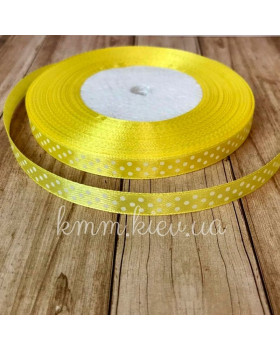 Атласна стрічка пакувальна в горошок в асортименті ширина 1см (1 метр) - Білий-foto5