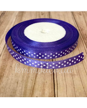 Атласна стрічка пакувальна в горошок в асортименті ширина 1см (1 метр) - Білий-foto6