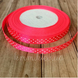 Атласная лента упаковочная в горошек  в ассортименте ширина 1см (1 метр) - Бе́лый-foto7