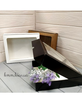 Коробка з вікном 240х200х50мм ( Крафт Біла Чорна) - Крафт-foto2