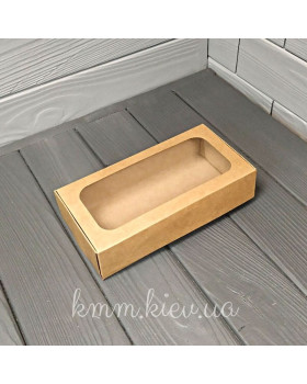 Коробка з вікном прямокутна 200х100х50мм колір в асортименті - Крафт-foto2