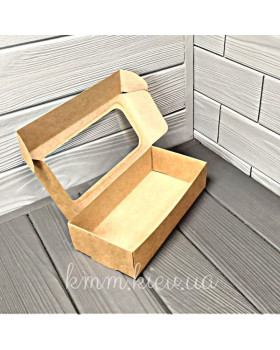 Коробка з вікном прямокутна 200х100х50мм колір в асортименті - Крафт-foto4