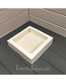 Коробка с окном квадратная 200х200х50мм (Крафт, Пудра, Белая) - Крафт-foto3