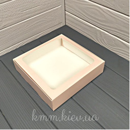 Коробка с окном квадратная 200х200х50мм (Крафт, Пудра, Белая) - Крафт-foto2