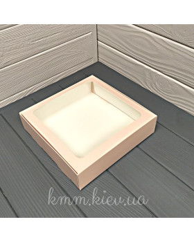 Коробка с окном квадратная 200х200х50мм (Крафт, Пудра, Белая) - Крафт-foto2