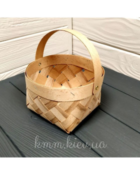 Кошик із букового шпону з ручкою 110х110х90мм Кошик із букового шпону з ручкою 110х110х90мм