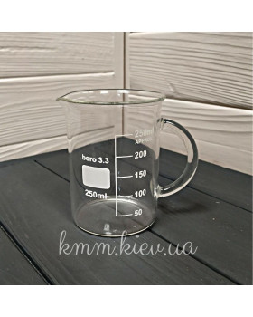 Дефект! Кружка мерная стеклянная с ручкой термостойкая 250мл