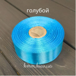 Лента атласная 25мм цвет в ассортименте 1 метр - Голубой-foto14