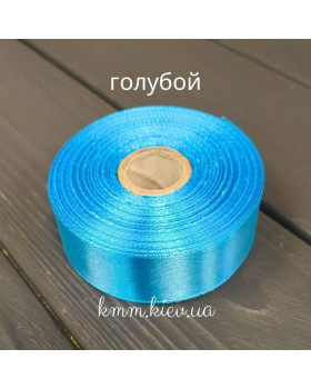 Лента атласная 25мм цвет в ассортименте 1 метр - Голубой-foto14