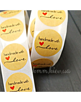 Наклейка Handmade with love 2 крафт 10шт Наклейка Handmade with love 2 крафт 10шт