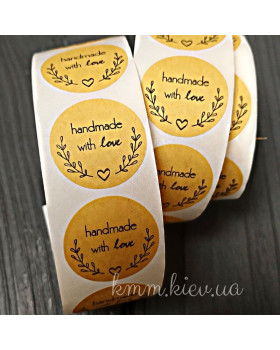 Наліпка Handmade with love 3 крафт 10шт