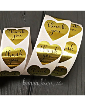 Наклейка Thank you золото 10шт