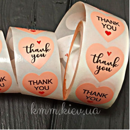 Наклейка Thank you розовая 10шт