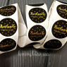 Наклейка Handmade with love черная с золотом 10шт