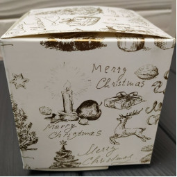 Коробка Merry Christmas Мери Кристмас с окном золото 90х90х90мм - круглое окно-foto2