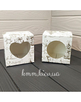 Merry Christmas Мері Крістмас з вікном золото 90х90х90мм - кругле вікно