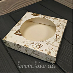 Коробка Merry Christmas с круглым окном золото размер в ассортименте - 150х150х35мм