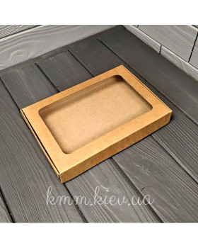 Коробка прямокутна із прозорим вікном 150х110х30мм колір в асортименті. - Крафт