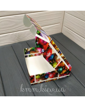 Коробка Новорічні іграшки з вікном 150х150х50мм-foto2