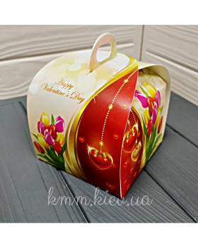 Коробка бонбоньєрка Happy Valentine's Day День Св Валентина 110х110х110мм