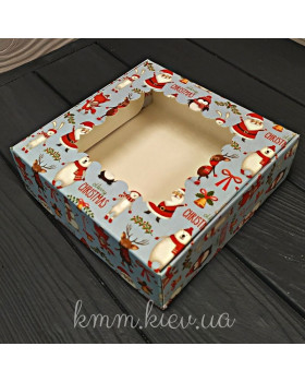Коробка Санта із вікном 150х150х50мм Коробка Санта із вікном 150х150х50мм