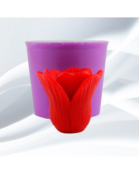 Силіконова форма Люкс 3D Абутилон червона принцеса напіврозкритий бутон-foto2