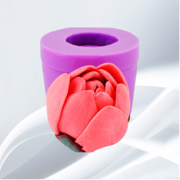 Силиконовая форма Люкс 3D Лотос розовый закрытый бутон-foto2