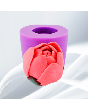 Силіконова форма Люкс 3D Лотос рожевий закритий бутон-foto2