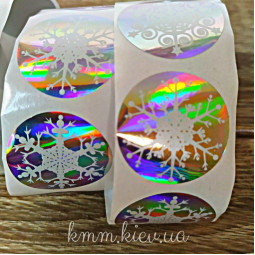 Наклейка Снежинка Голограмма 10шт-foto2