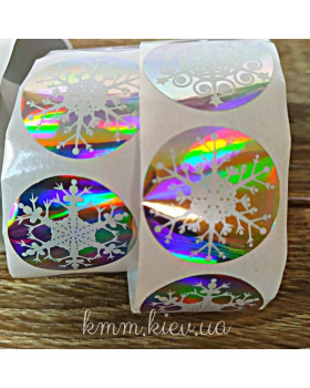 Наклейка Снежинка Голограмма 10шт-foto2