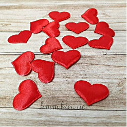 Серце Атласне червоне декоративне 10шт
