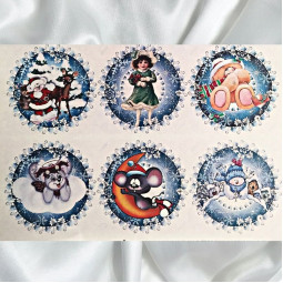 Картинка на водорастворимой бумаге Круглая Новый год 2 (1 шт) - 1 полоса, 1-foto2