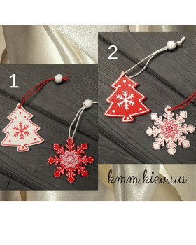 Ялина та сніжинка дерев'яні 55-57мм (2шт.) - 1