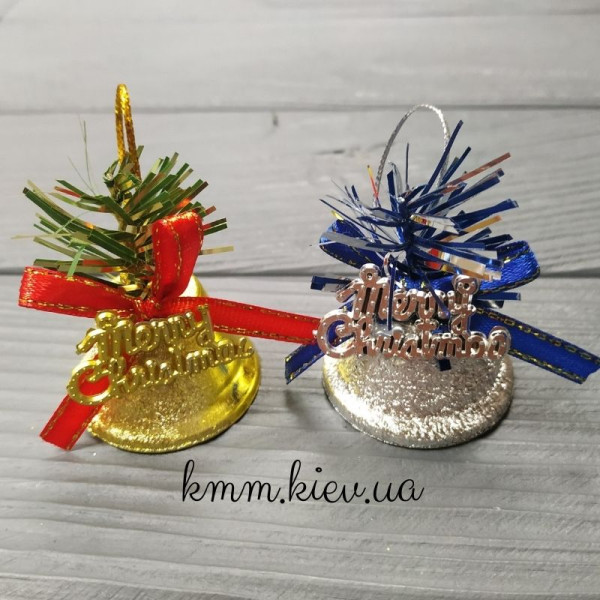 Дзвіночок Merry Christmas Різдво 37х50мм - золотий