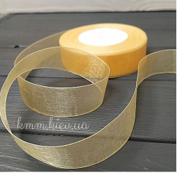 Лента из органзы 25мм в ассортименте (1м) - Бежевый-foto3